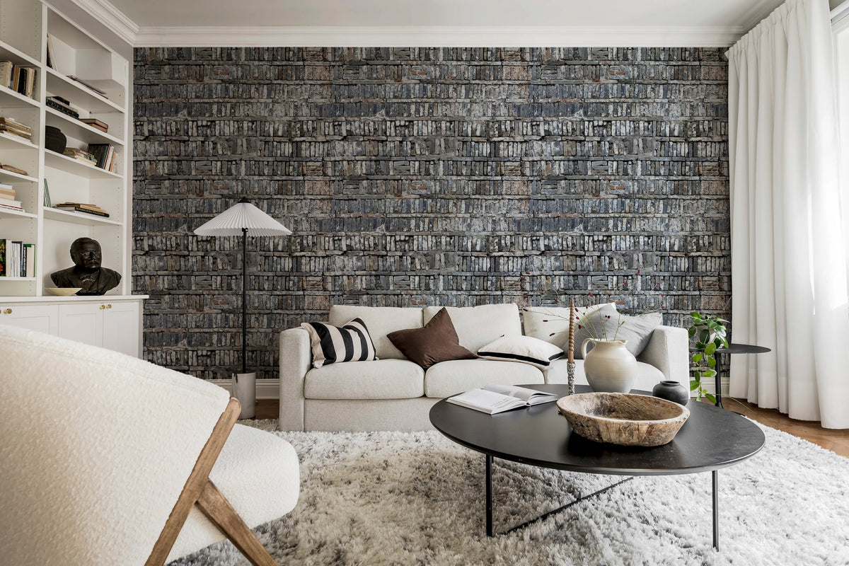 Stacked Bricks Mural Wallpaper - room preview 04