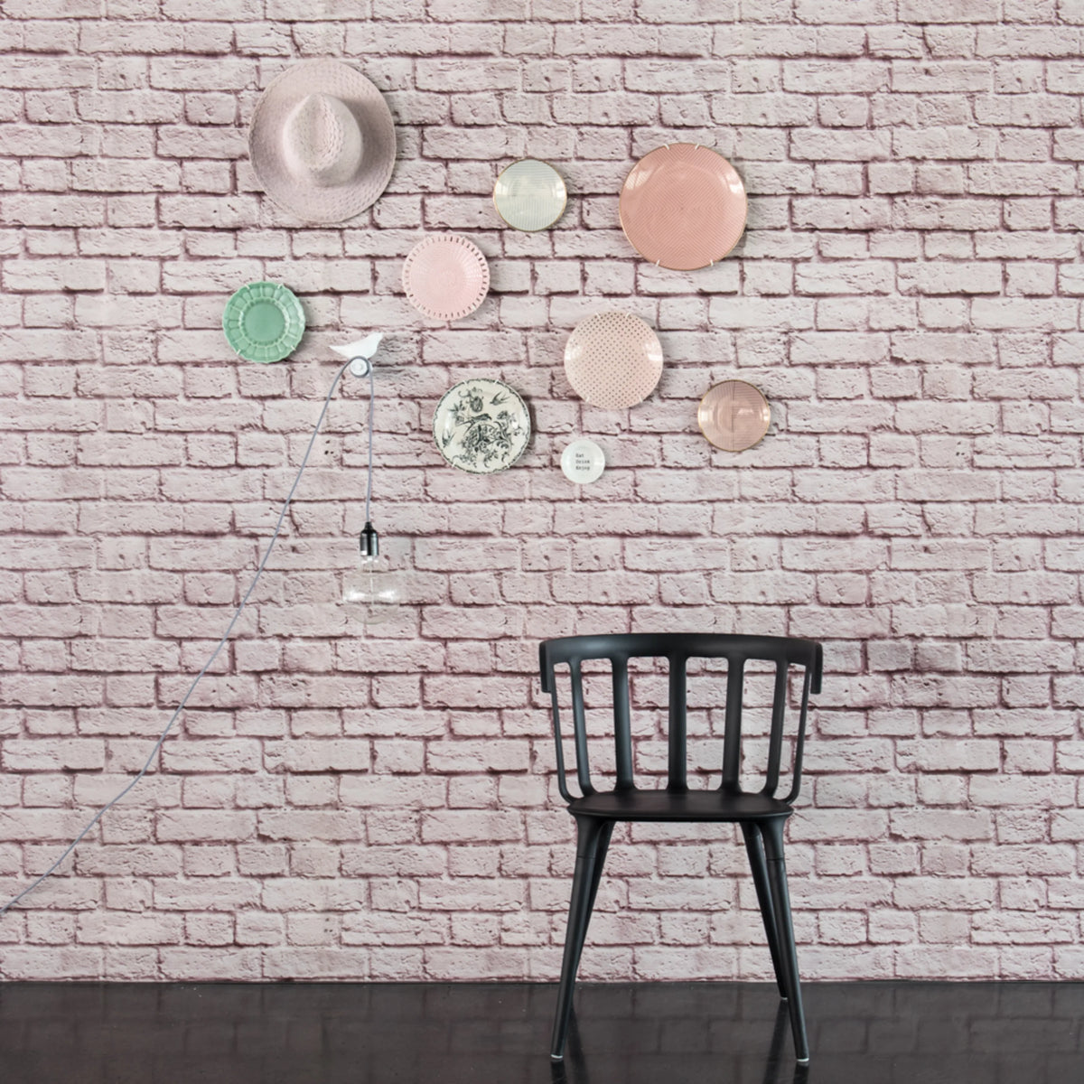 Soft Bricks, Pink Mural Wallpaper - room preview 04