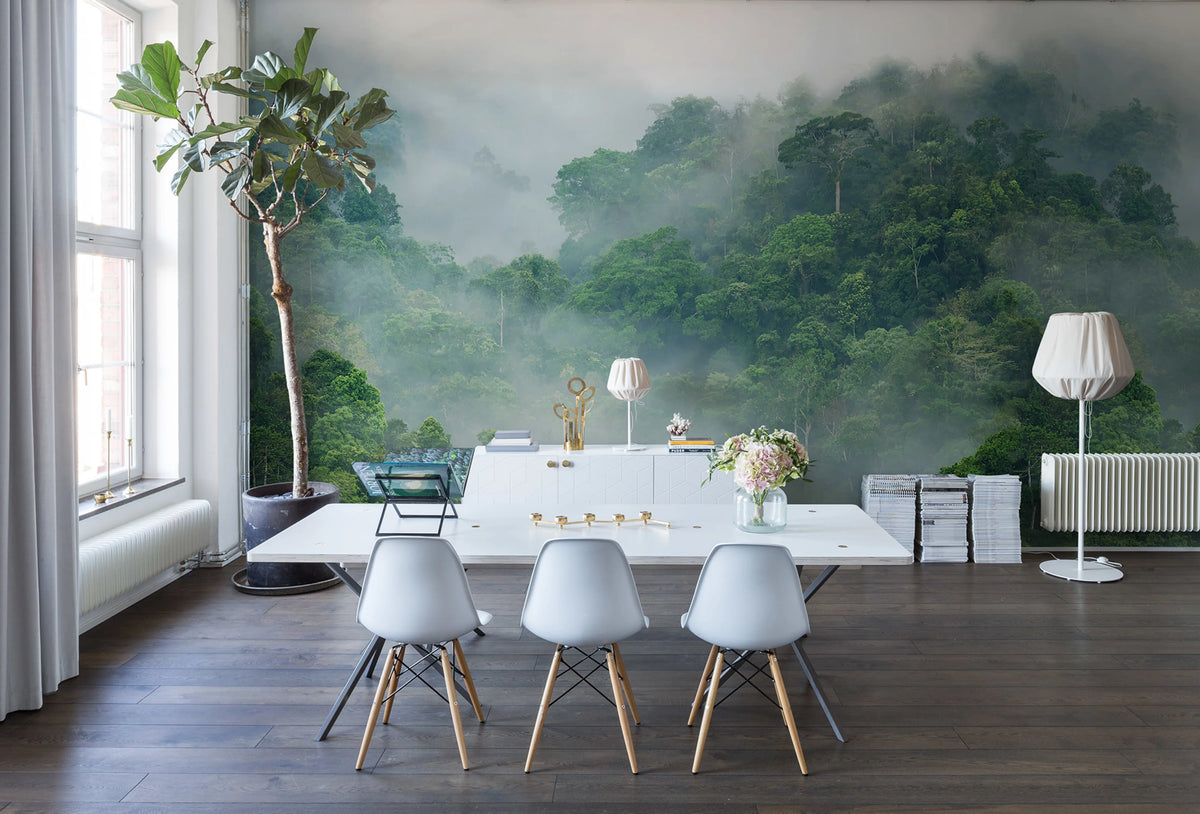 Misty Forest Mural Wallpaper - room preview 04