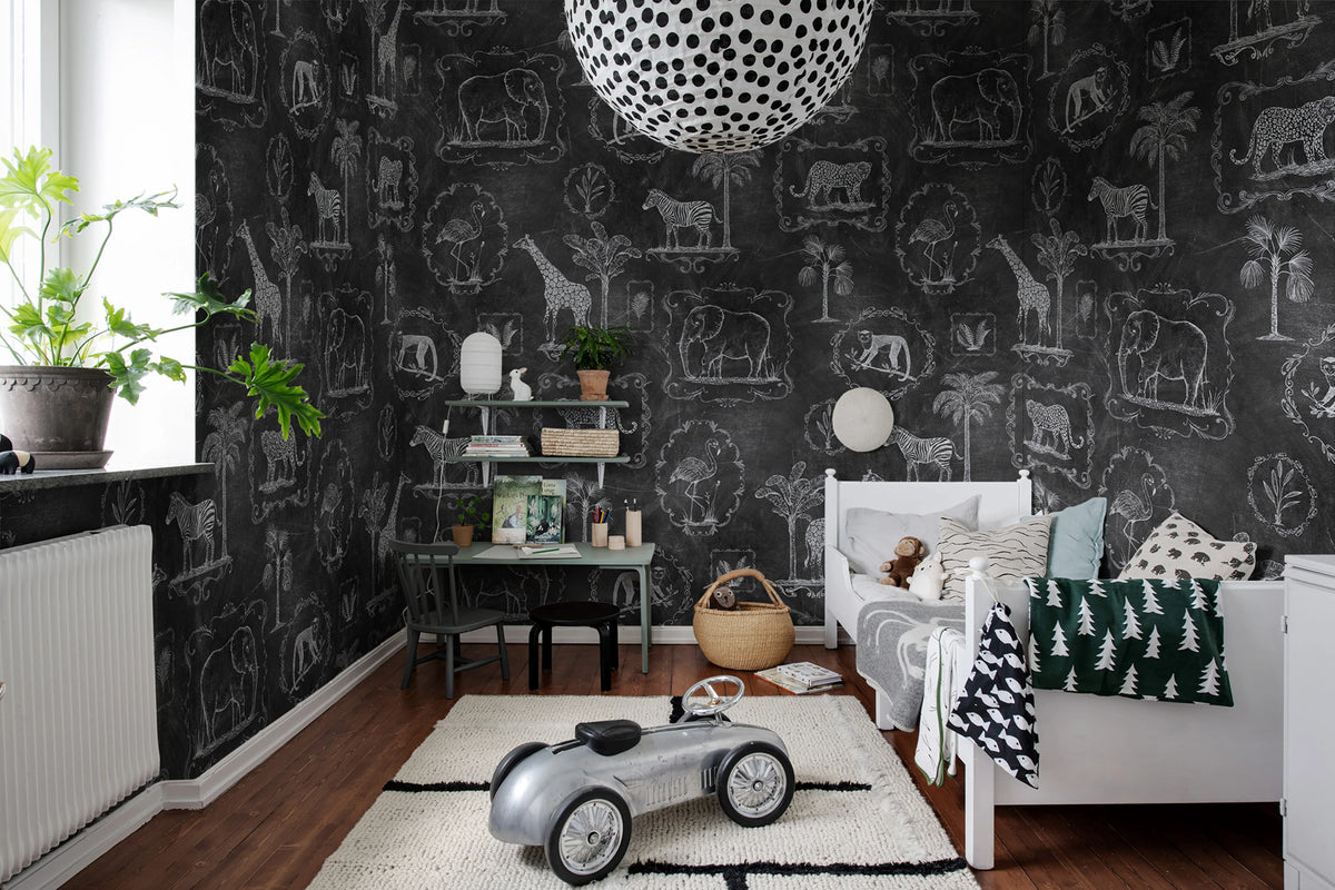 Animal Party, Blackboard Mural Wallpaper - room preview 04