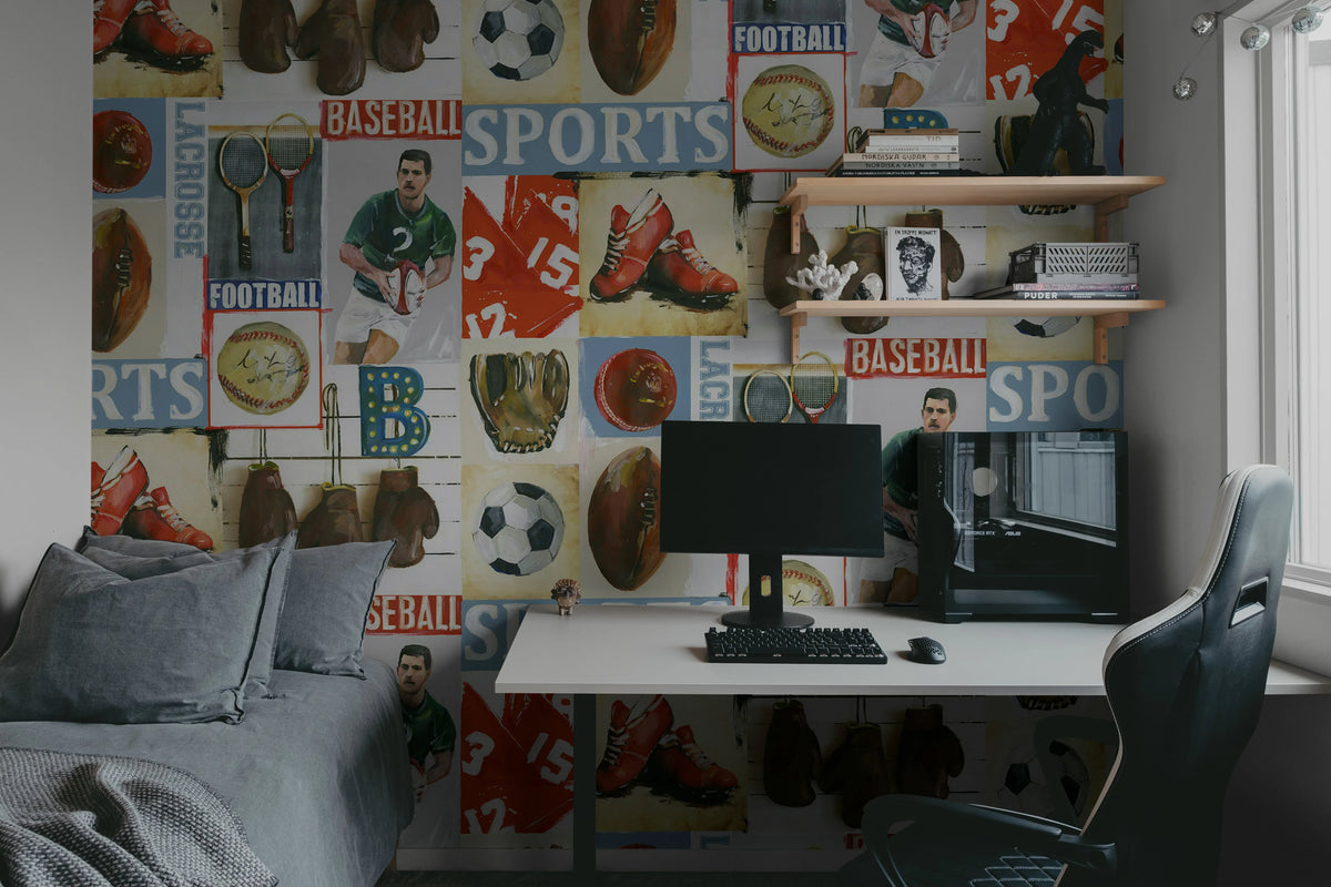 Sports Junkie Mural Wallpaper - room preview 04