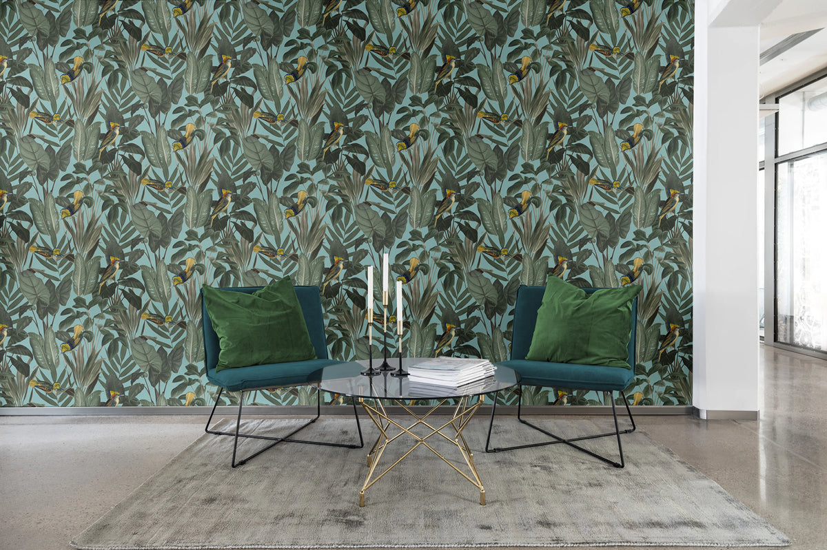 Yellow Bird Mural Wallpaper - room preview 04