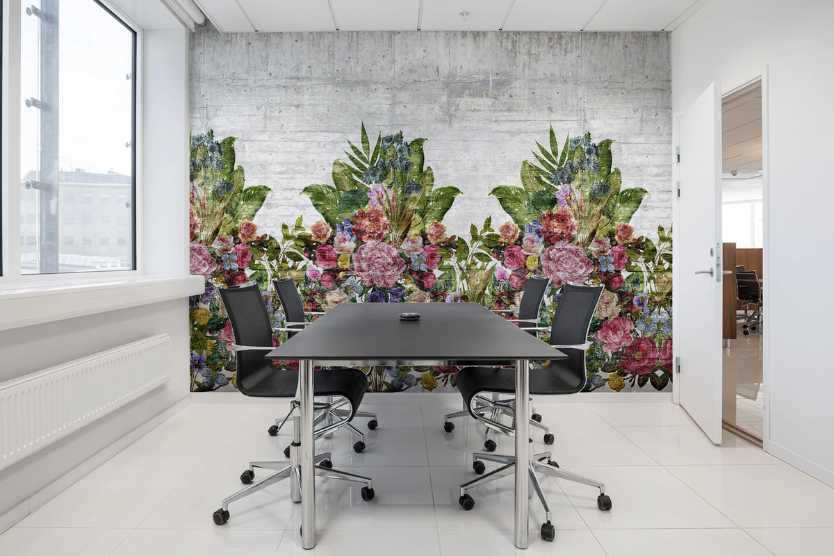 Flower Burst, Concrete Mural Wallpaper - room preview 04