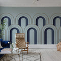 Arch Deco, Blue Mural Wallpaper - room preview 04