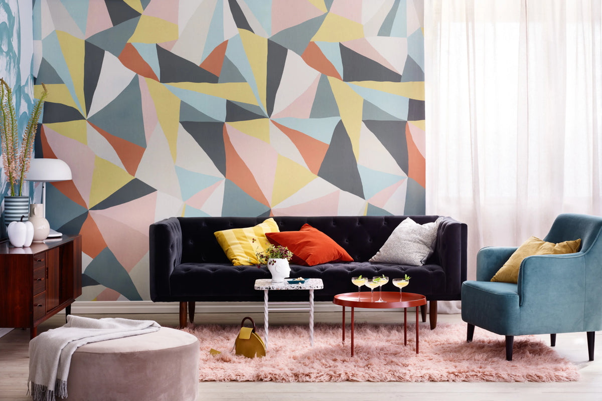 Retro Geometry Mural Wallpaper - room preview 04