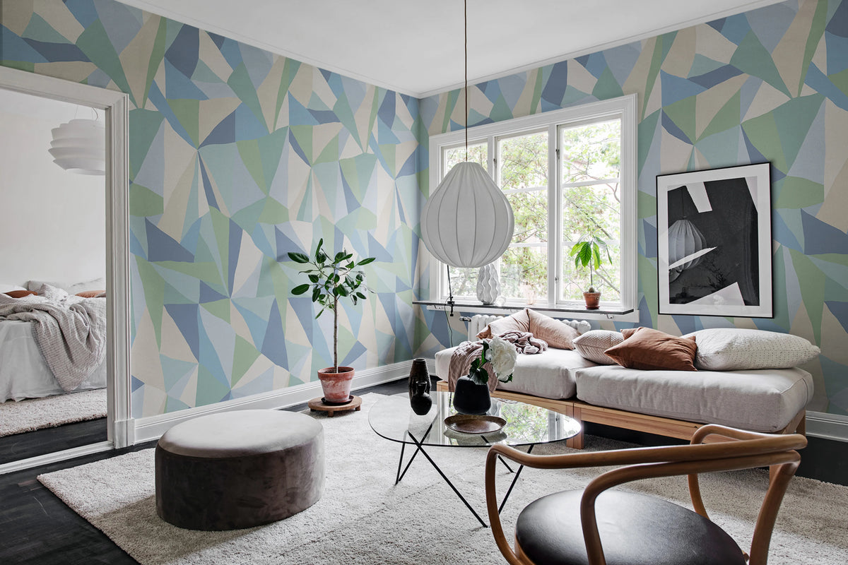 Retro Geometry, Ice Mural Wallpaper - room preview 04