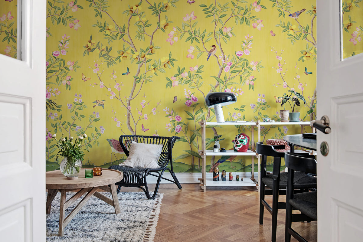 Chinoiserie Chic, Saffron Mural Wallpaper - room preview 04