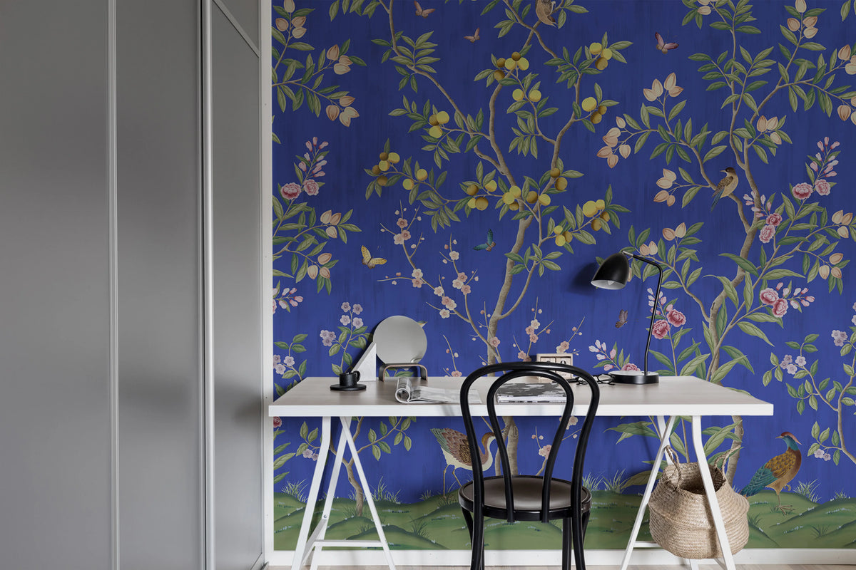 Chinoiserie Chic, Cobalt Mural Wallpaper - room preview 04