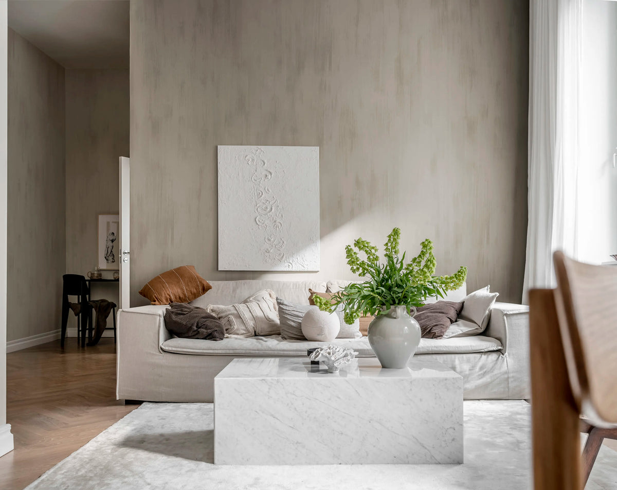Brushstrokes, Powder Beige Mural Wallpaper - room preview 04