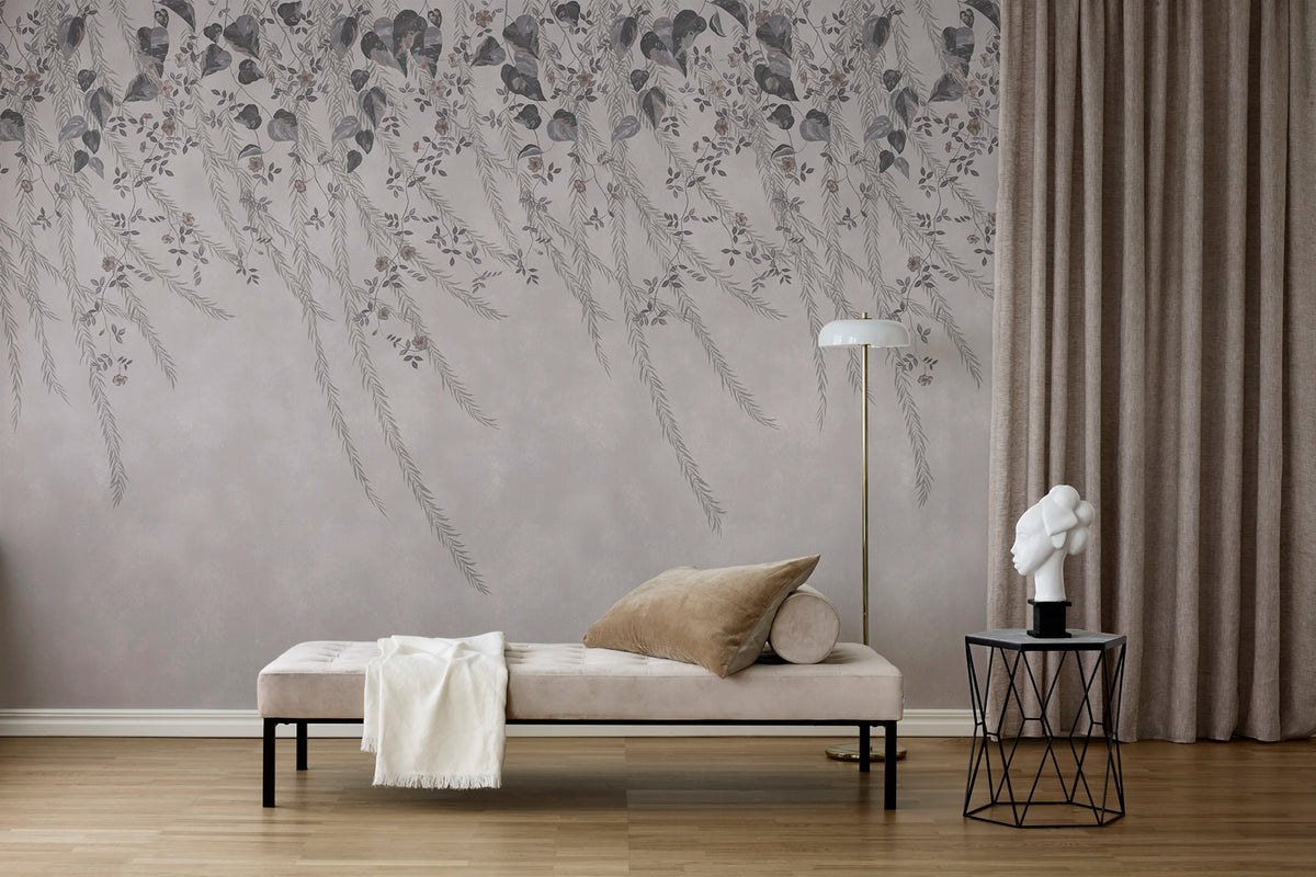 Lush Foliage, Rose Dust Mural Wallpaper - room preview 04