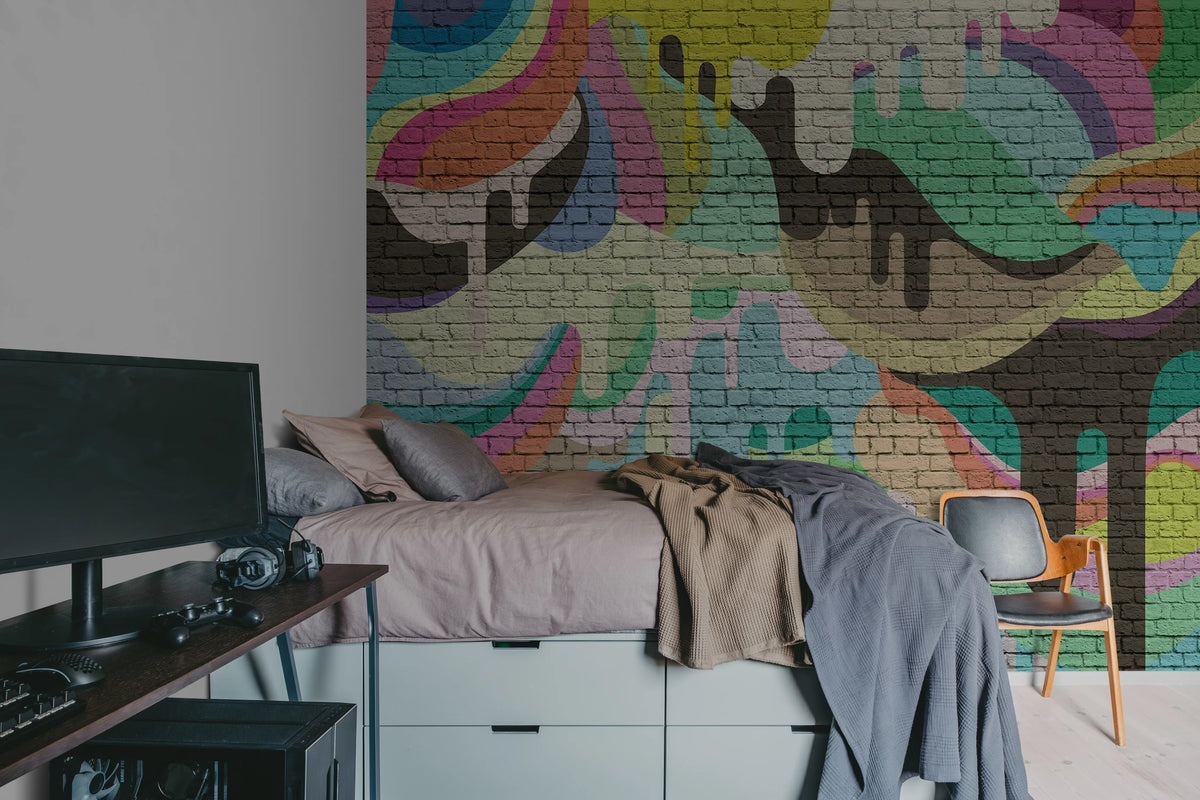 Dripping Rainbow Mural Wallpaper - room preview 04