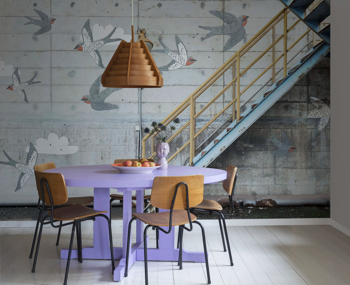 Stairway Graffiti, Swallow Mural Wallpaper - room preview 04