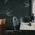 Concrete Art, Night Swallow Mural Wallpaper - room preview 04