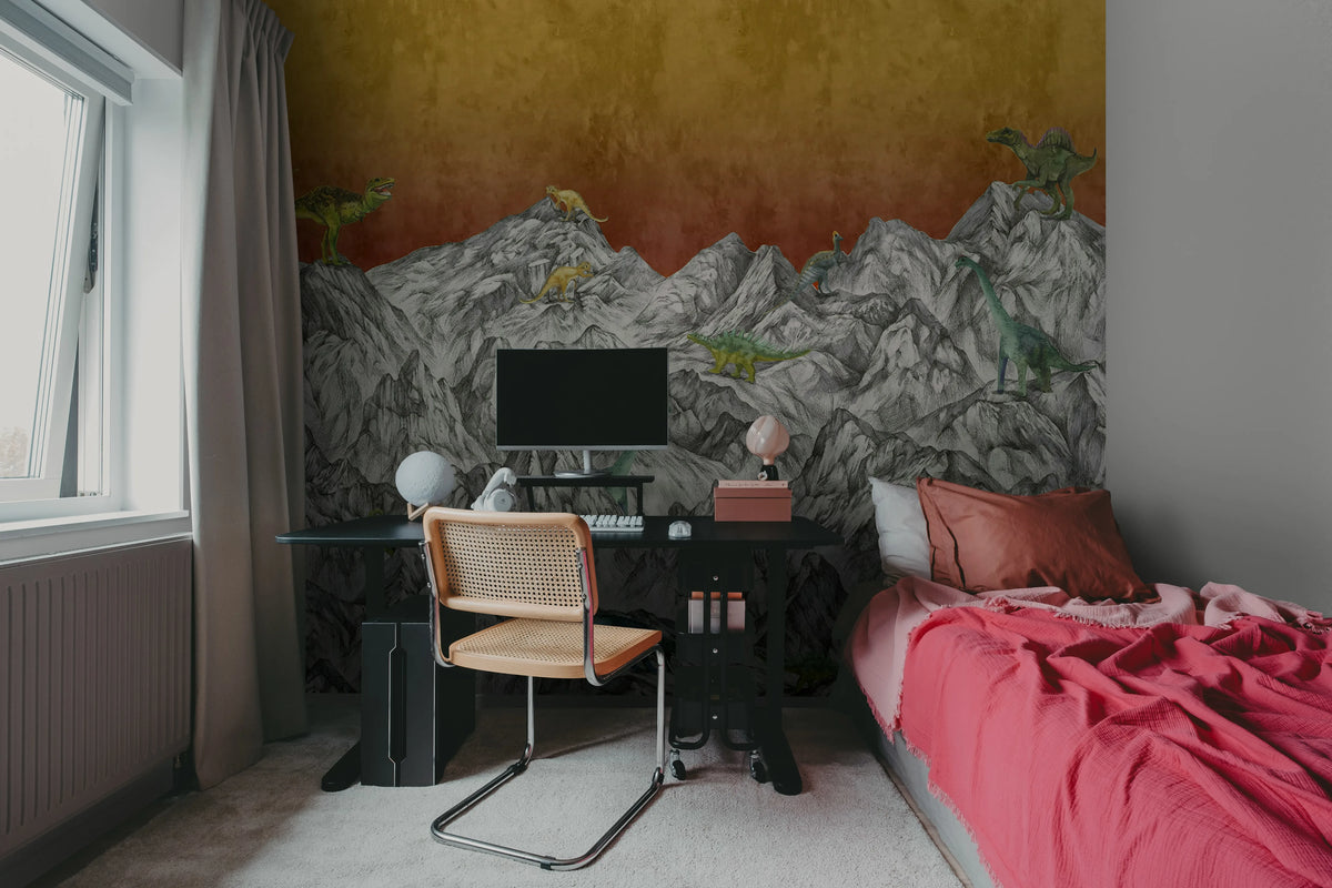 Dinosaur Mountain, Volcano Mural Wallpaper - room preview 04