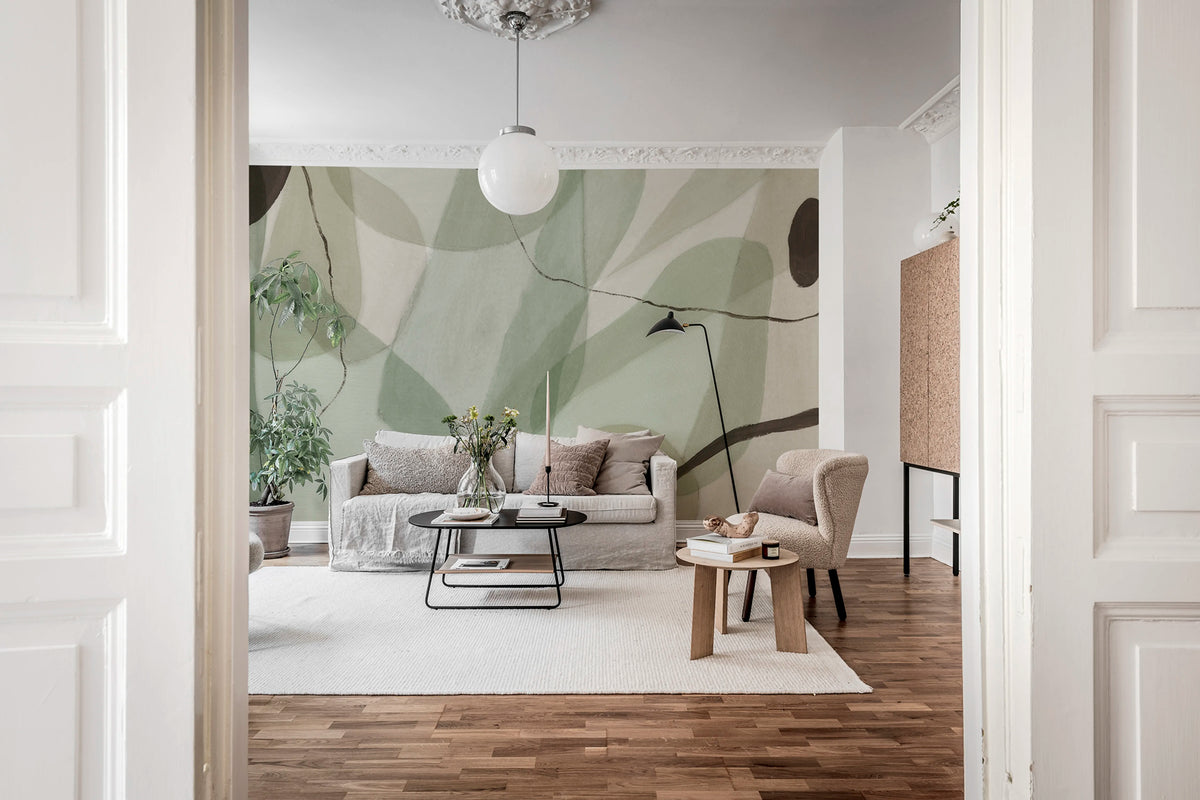 Asana, Green Mural Wallpaper - room preview 04