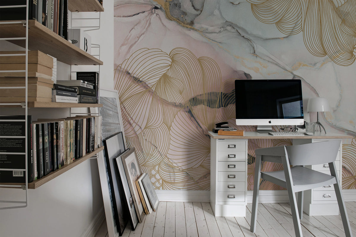 Opulence, Pink Marble Mural Wallpaper - room preview 04