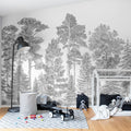 Scandinavian Bellewood, Gray Mural Wallpaper - room preview 04