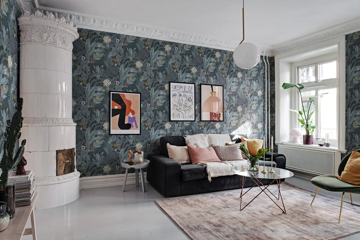 Furada, Teal Mural Wallpaper - room preview 04