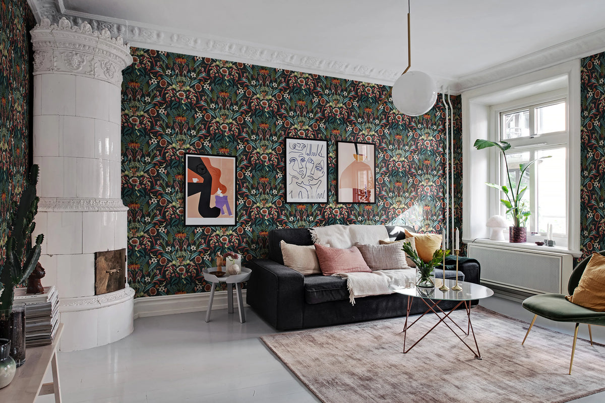 Arlon, Teal Mural Wallpaper - room preview 04