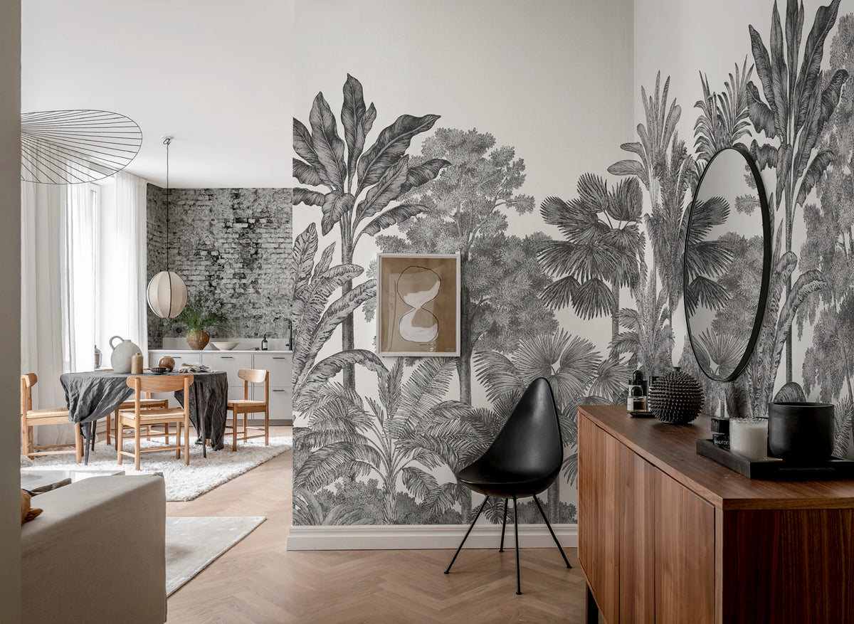 Tropical Bellewood, Graphite Mural Wallpaper - room preview 04