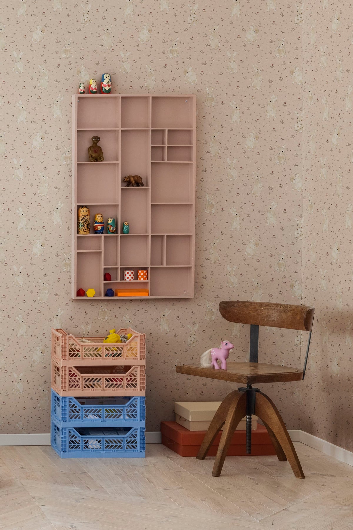 Bunny Field, Pink Mural Wallpaper - room preview 04