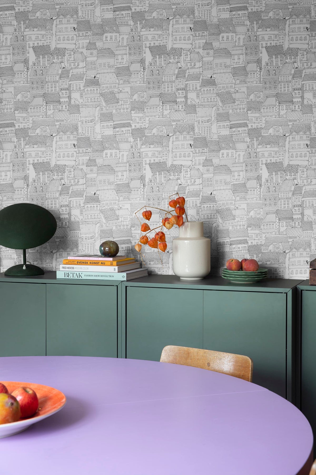 Dream Town, Graphite Mural Wallpaper - room preview 04