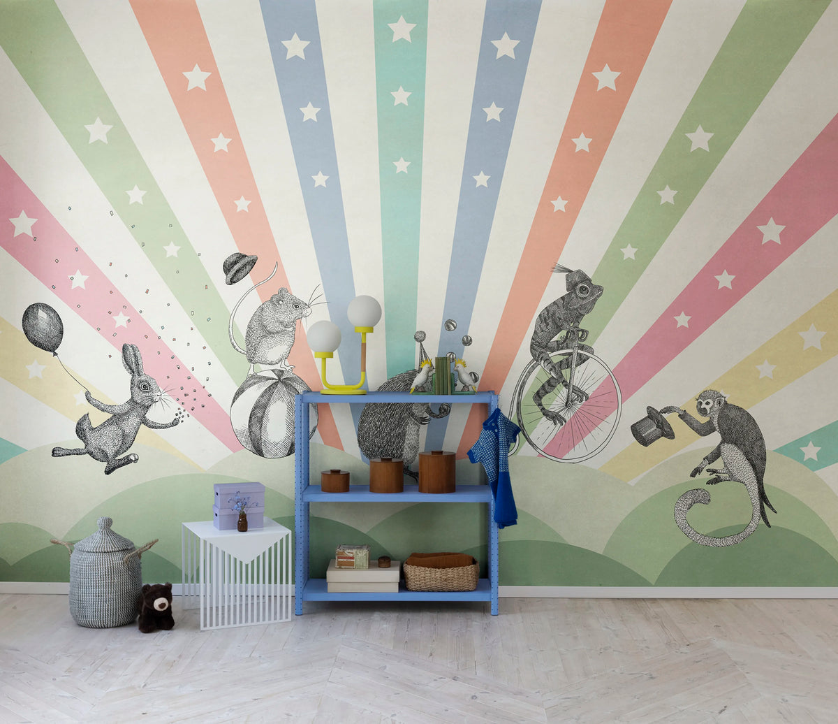 Circus, Rainbow Mural Wallpaper - room preview 04