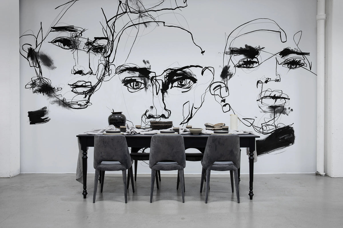 Ottoman Bozetto, Graphite Mural Wallpaper - room preview 04