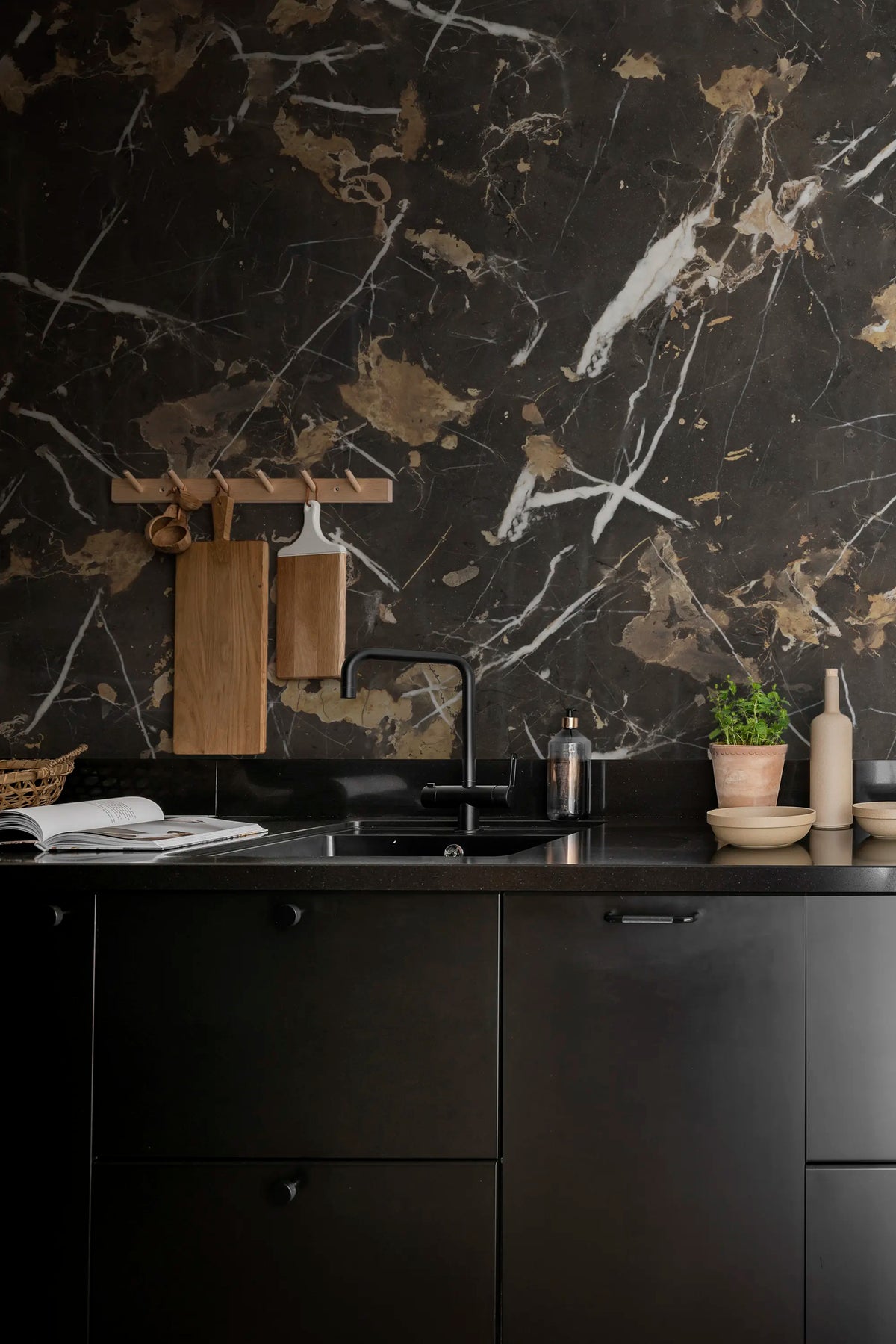 Marble Stone, Brown Mural Wallpaper - room preview 04