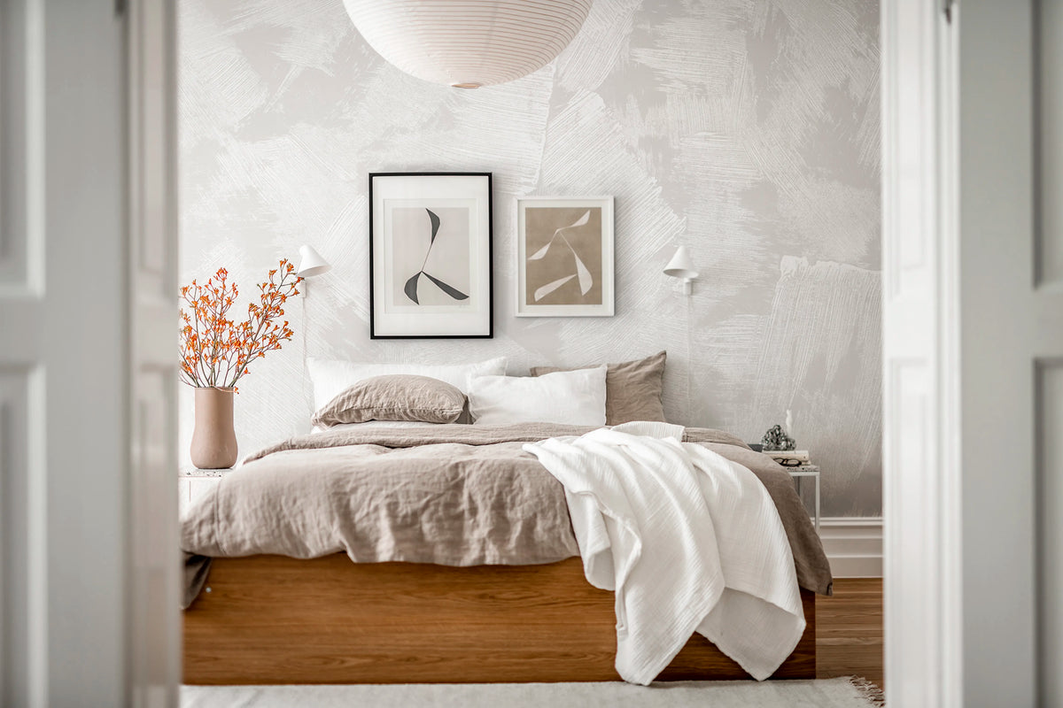 Brush, Greige Mural Wallpaper - room preview 04