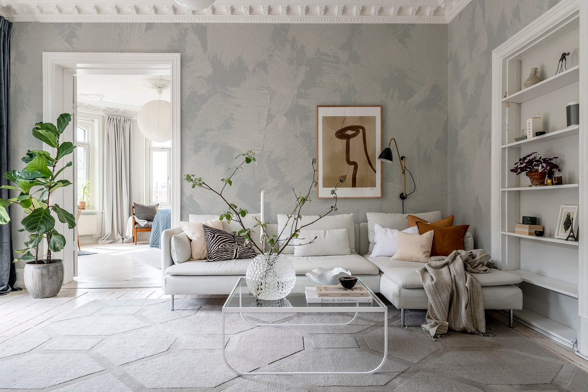 Brush, Light Blue Mural Wallpaper - room preview 04