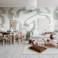 Waves, Green Mural Wallpaper - room preview 04