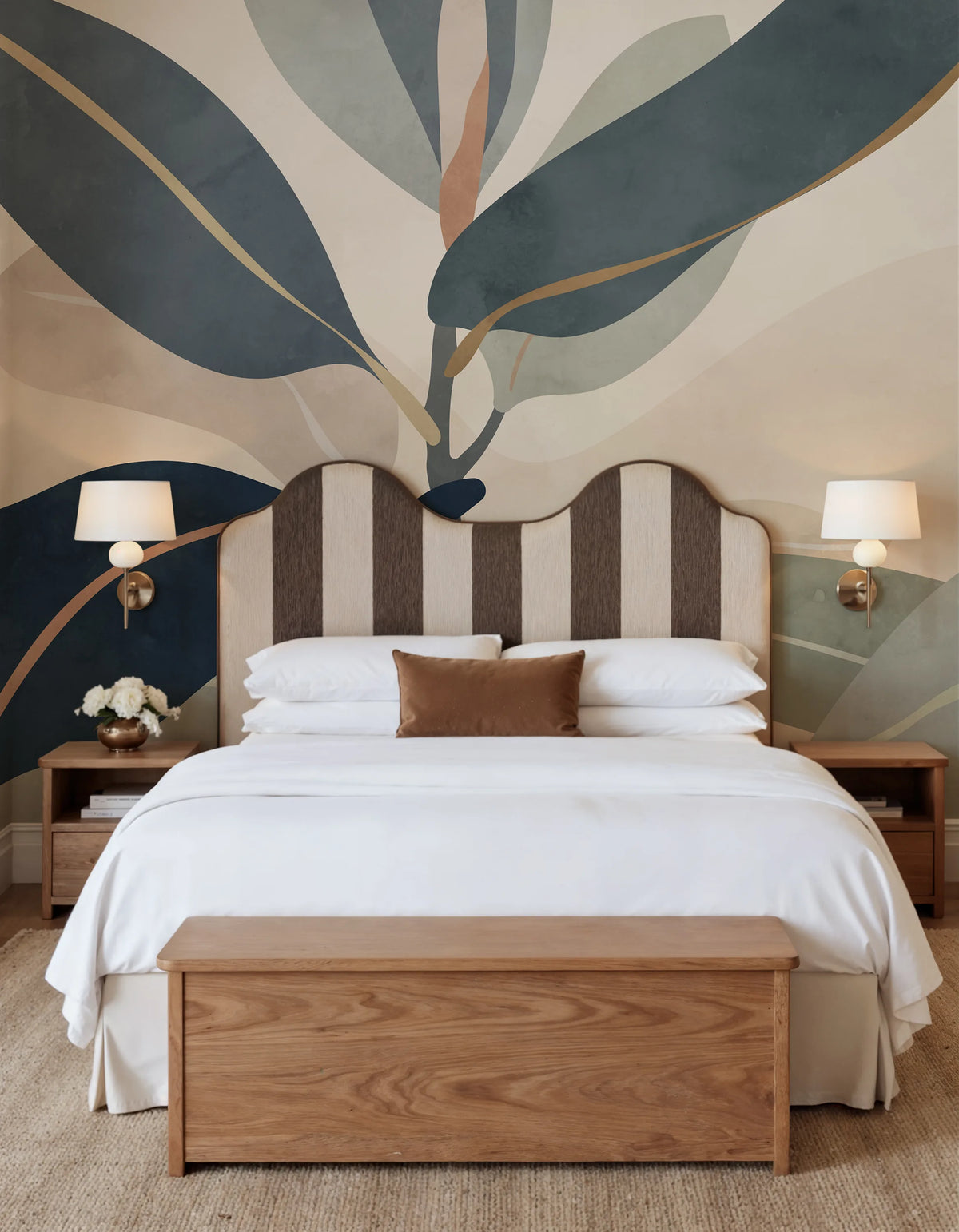 Ruby, Blue Mural Wallpaper - room preview 04