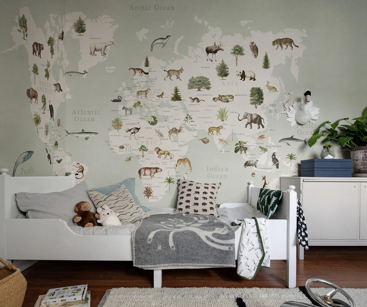 Animal World, Mint Mural Wallpaper - room preview 04