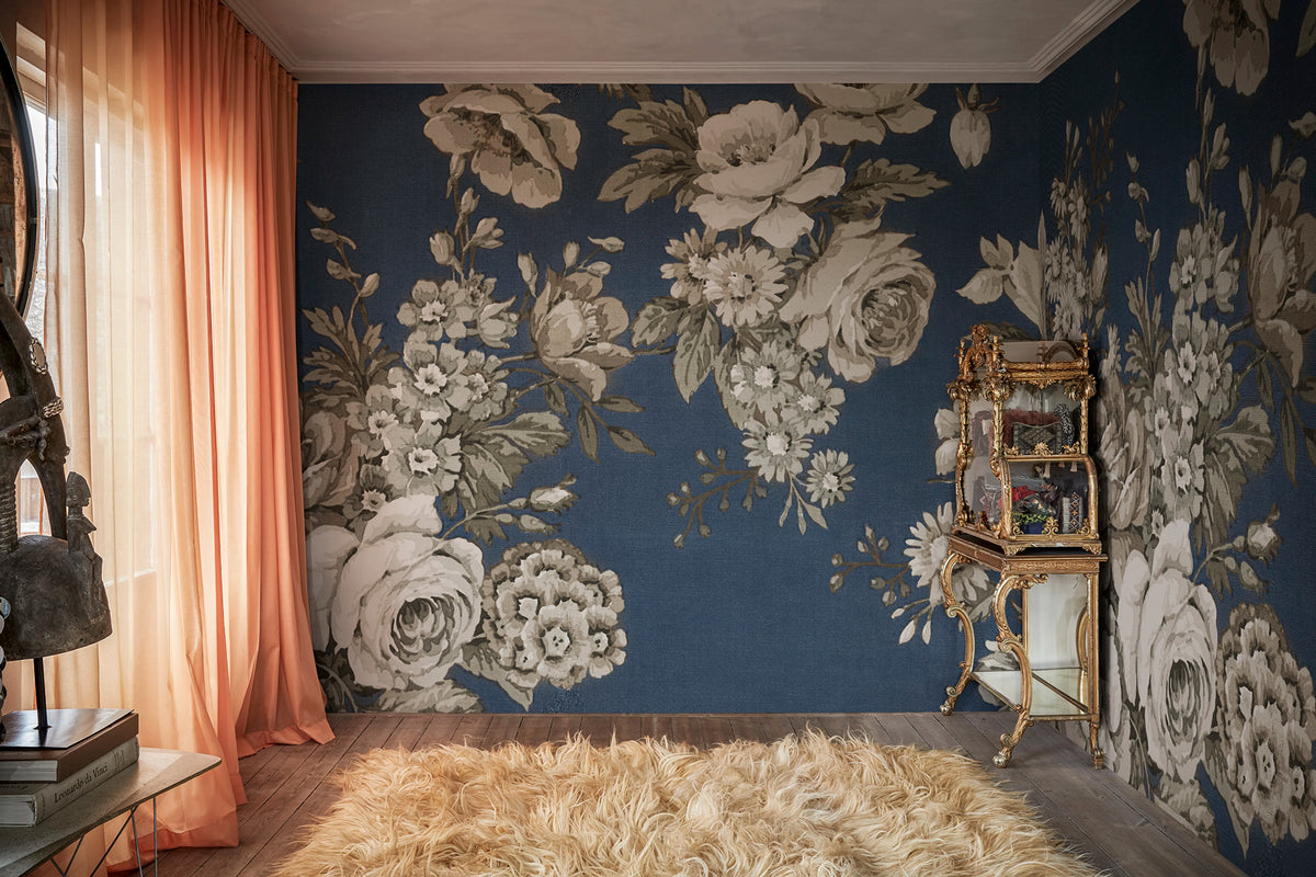 Efraim, Dark Blue Mural Wallpaper - room preview 04