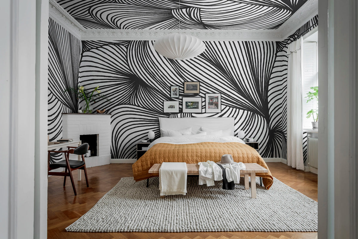 Opulence Lines, Graphite Mural Wallpaper - room preview 04