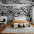 Opulence Lines, Graphite Mural Wallpaper - room preview 04