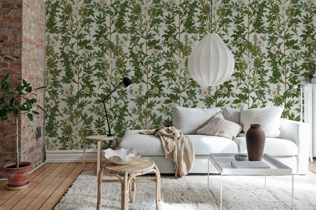 Rose Hip, Green Mural Wallpaper - room preview 04