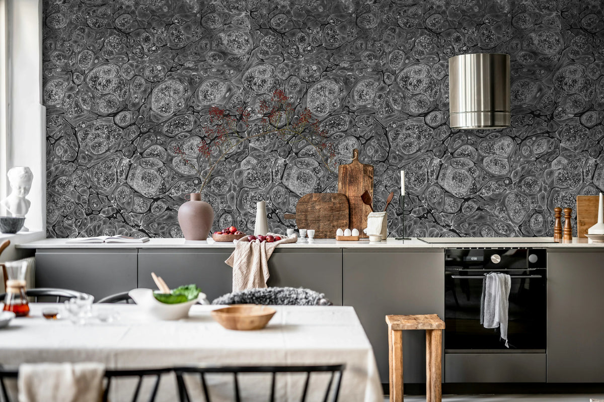 Marbling, Graphite Mural Wallpaper - room preview 04