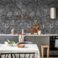 Marbling, Graphite Mural Wallpaper - room preview 04