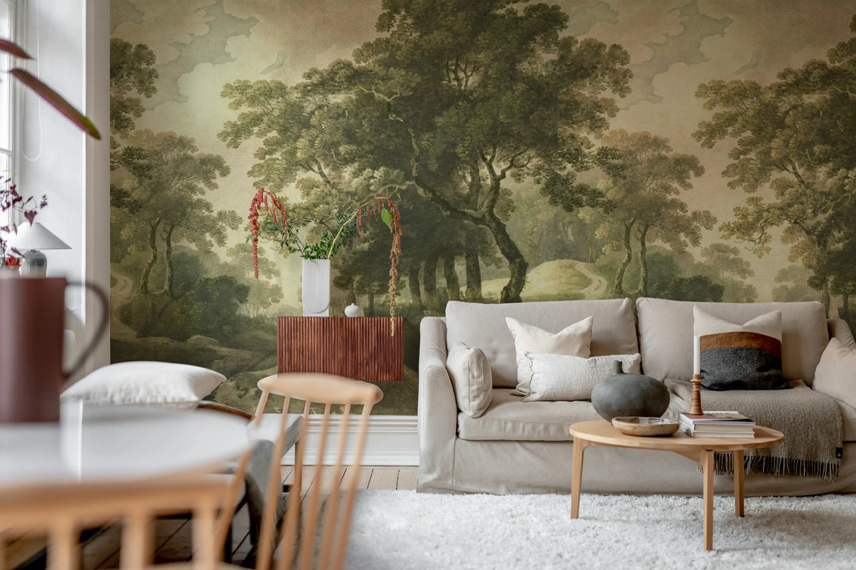 The Vintage Grove, Green Mural Wallpaper - room preview 04