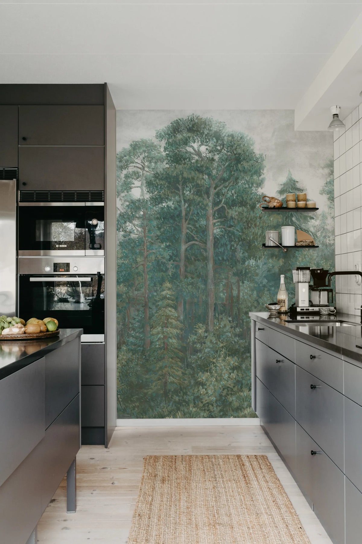 Green Wood, Emerald Mural Wallpaper - room preview 04
