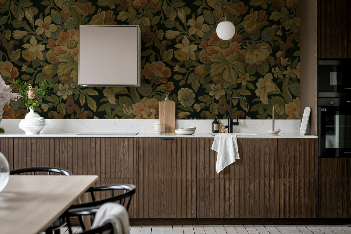 Vintage Flora, Ebony Mural Wallpaper - room preview 04