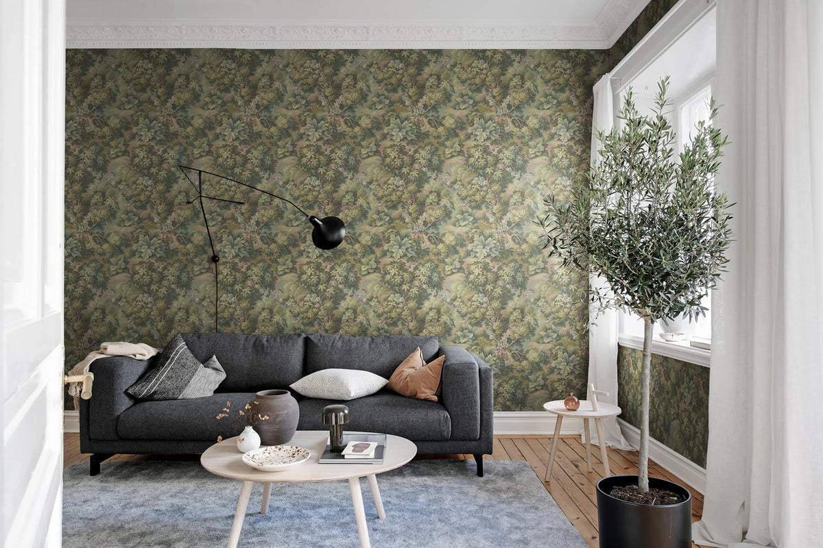 Blooming Park, Green Mural Wallpaper - room preview 04