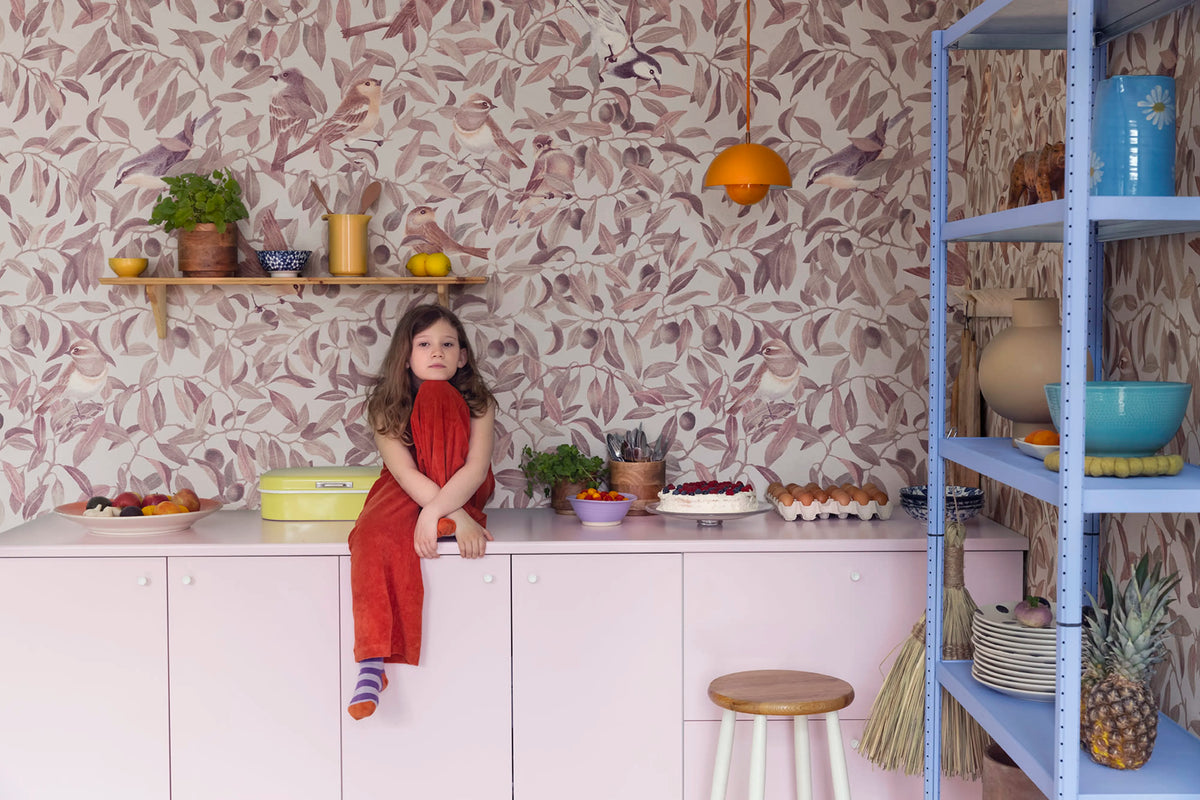 Backwood Birds, Brown Mural Wallpaper - room preview 04