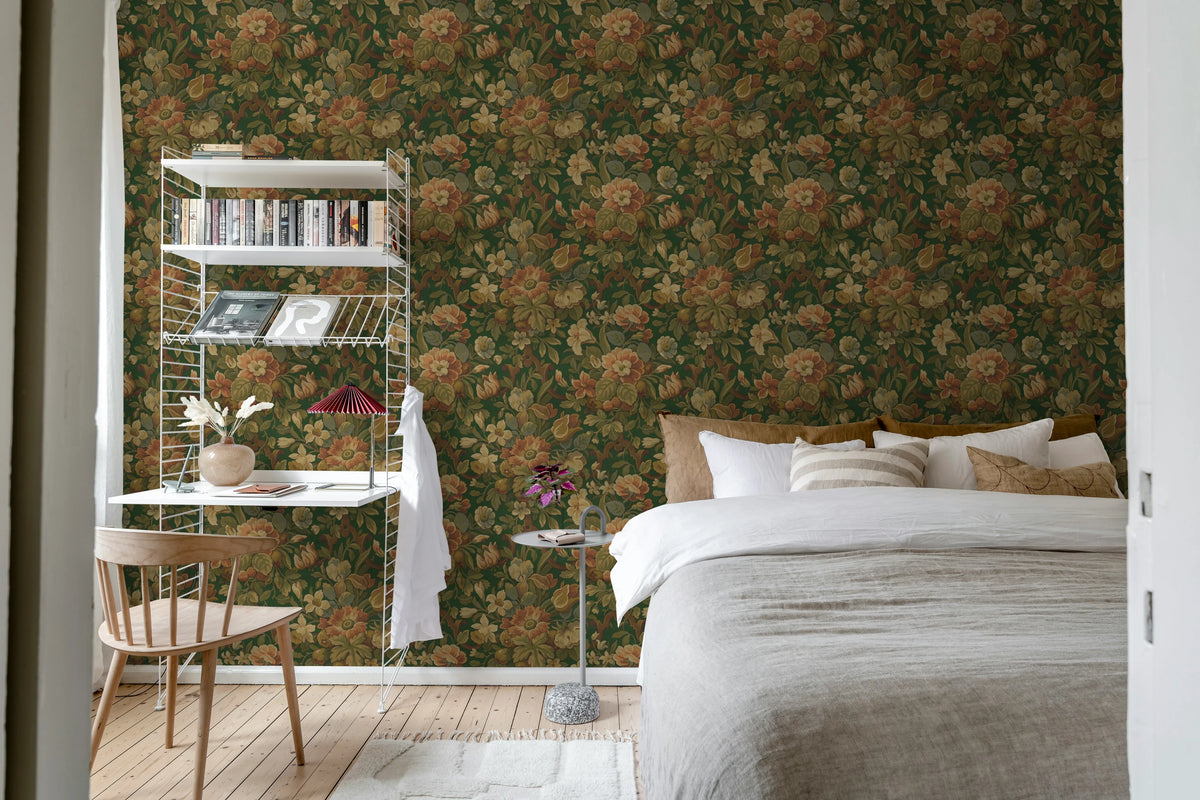 Vintage Garden, Green Mural Wallpaper - room preview 04