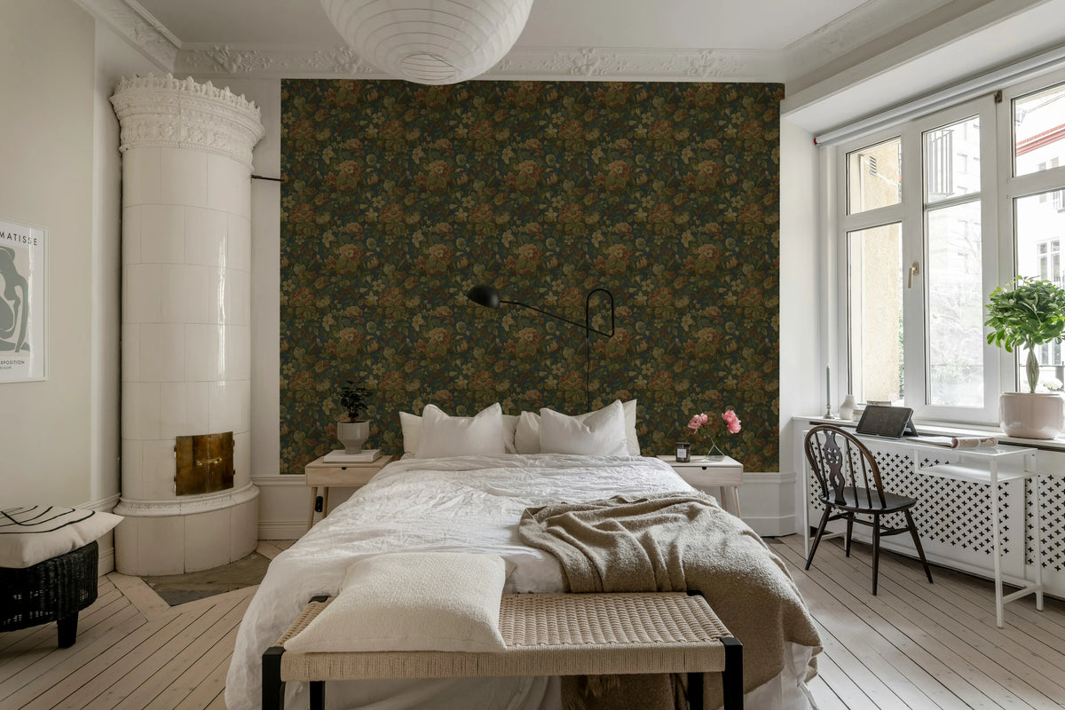Vintage Garden, Blue Mural Wallpaper - room preview 04