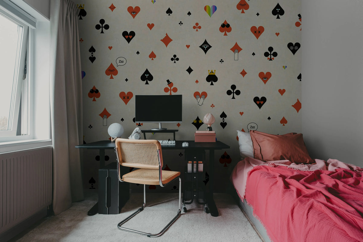 Poker Face, Red Mural Wallpaper - room preview 04
