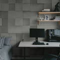 3D Boxes, Gray Mural Wallpaper - room preview 04