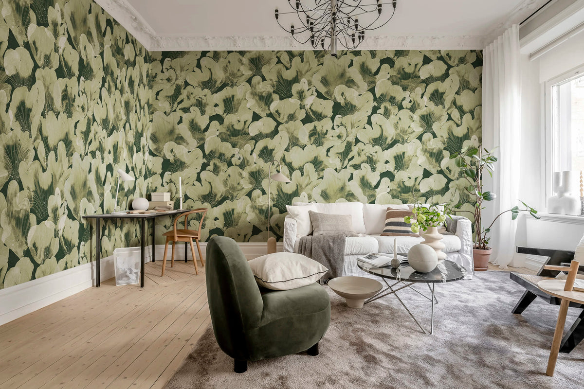 Corals, Green Mural Wallpaper - room preview 04